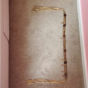 Decorative Brown Belt - Beads, Buttons, Tassels